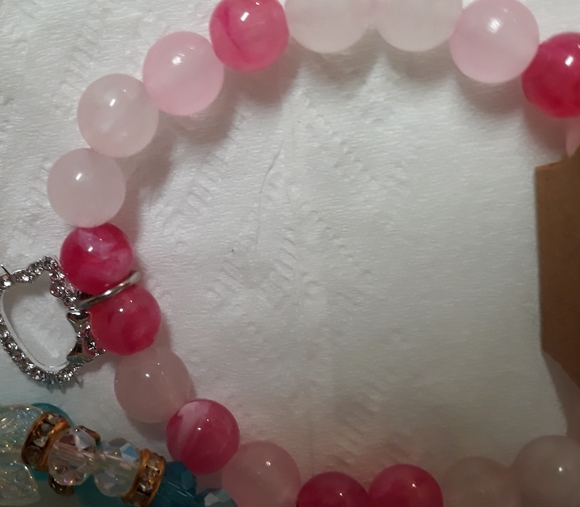 NEW Hello Kitty Bracelet Pink beads Silver CZ Sanrio charm NWT Handmade NWT - Picture 12 of 13